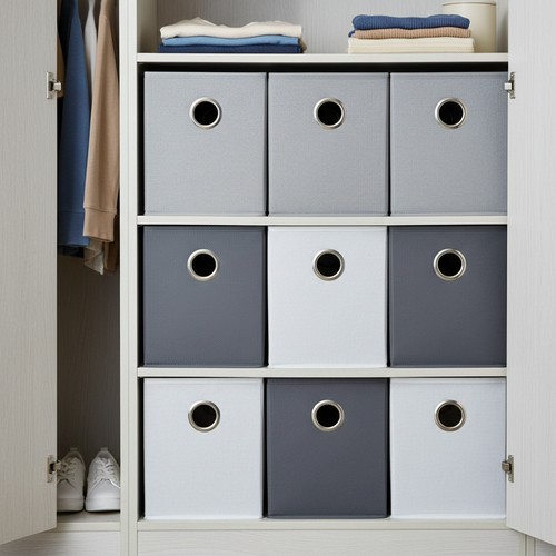 Caja de almacenamiento plegable de tela para armario