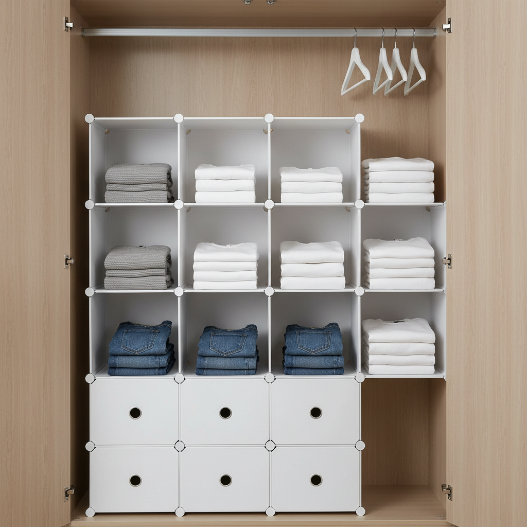 Estantes organizadores modulares para armario