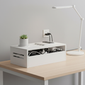 Caja organizadora de cables y regletas en madera blanca
