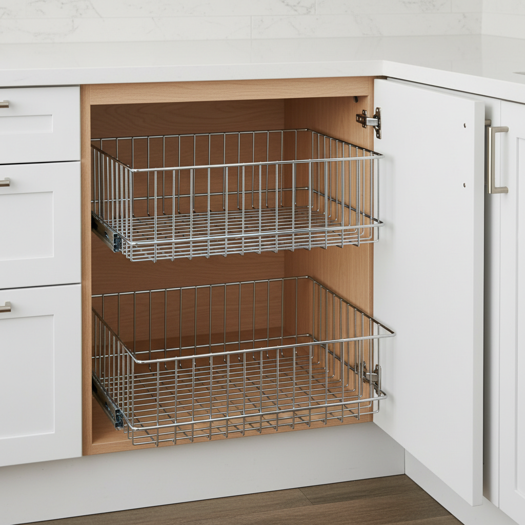 Organizador extraíble de dos niveles para armario de cocina