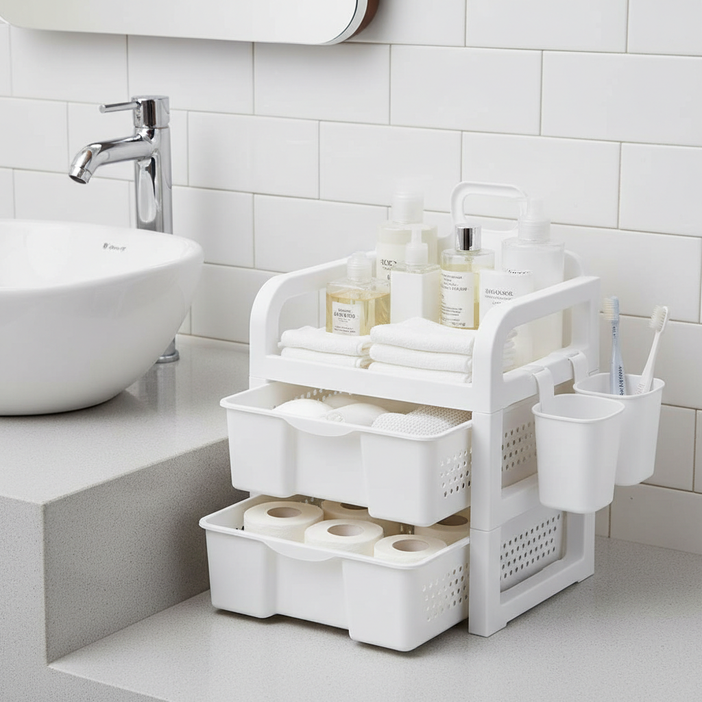 Estantería organizadora de varios niveles para lavabo de baño