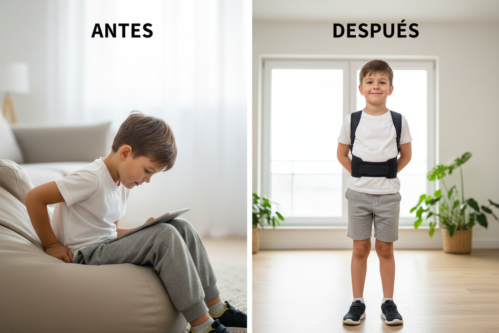 Antes y después corrector postura