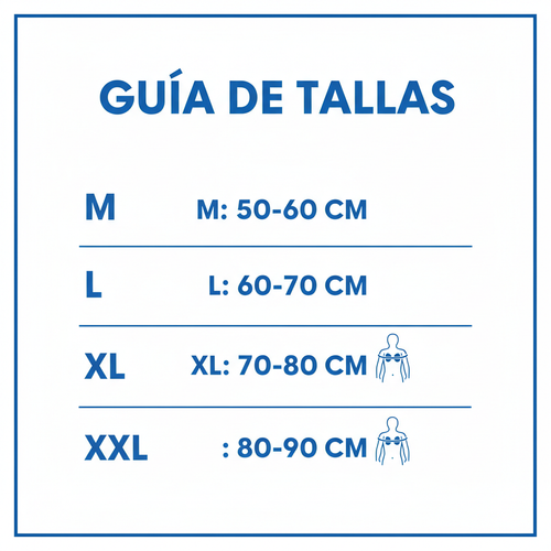 Guía de tallas corrector de postura M L XL XXL